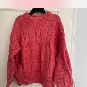 FRNCH Vibrant Pink Cable Knit Sweater